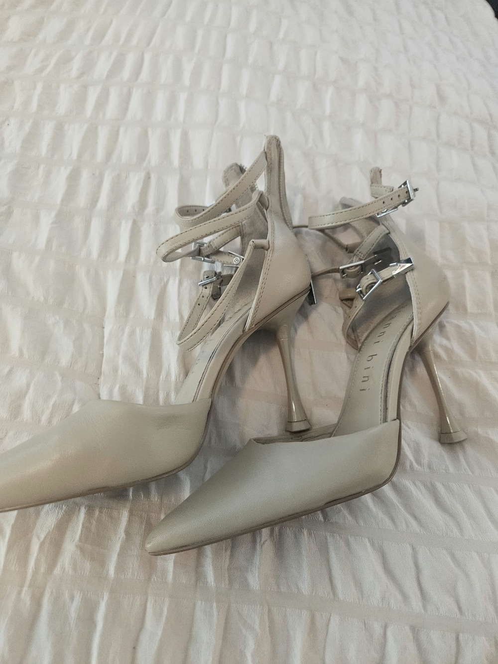Gianni Bini Neutral Pointed-Toe Ankle-Strap Heels